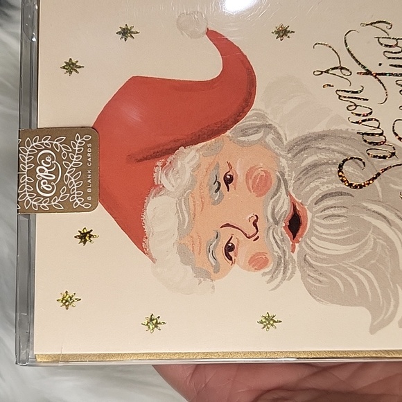Rifle Paper Company Season's Greetings Santa box of 8 Christmas Holiday Cards - Picture 5 of 8